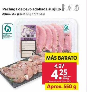 Lidl Pechuga de pavo adobada al ajillo oferta