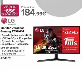 Costco Lg monitor ultragear gaming 27gn60r oferta