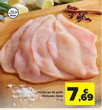 Carrefour Pechuga de pollo fileteada halal oferta