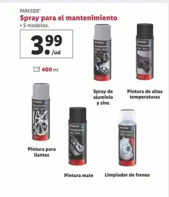 Lidl Parkside spray para el mantenimiento oferta