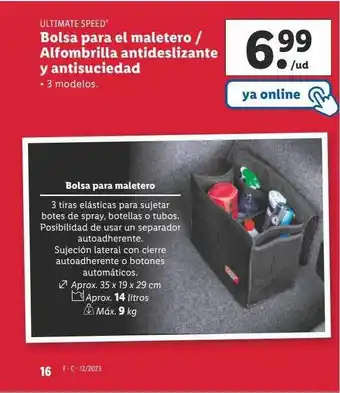 Lidl Ultimate speed bolsa para el maletero alfombrilla antideslizante y antisuciedad oferta