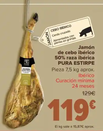 Carrefour Jamón De Cebo Ibérico 50% Raza Ibérica Pura Estire oferta