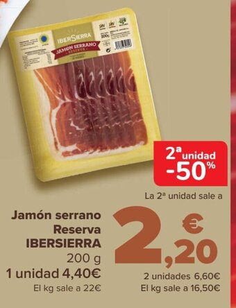 Carrefour Jamón Serrano Reserva Ibersierra oferta