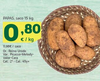 HiperDino Papas, saco 15 kg oferta