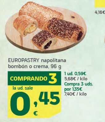 HiperDino Europastry napolitana bombón o crema, 96 g oferta