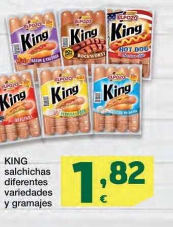 HiperDino King salchichas diferentes variedades y gramajes oferta