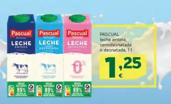 HiperDino Pascual leche entera, semidesnatada o desnatada, 11 oferta