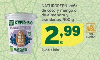 HiperDino Naturgreen kéfir de coco y mango o de almendra y arandanos, 400 g oferta
