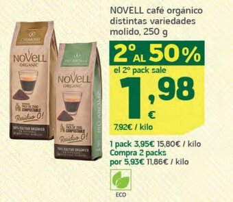 HiperDino Novell café orgánico distintas variedades molido, 250 g oferta