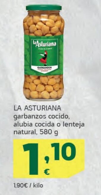 HiperDino La asturiana garbanzos cocido, alubia cocida o lenteja natural, 580 g oferta