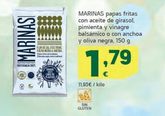 HiperDino Marinas papas fritas con aceite de girasol, pimienta y vinagre balsamico o con anchoa y oliva negra, 150 g oferta