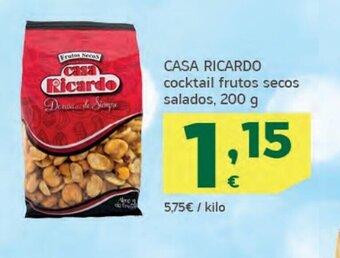 HiperDino Casa ricardo cocktail frutos secos salados, 200 g oferta