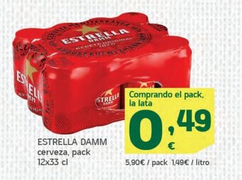 HiperDino Estrella damm cerveza, pack 12x33 cl oferta