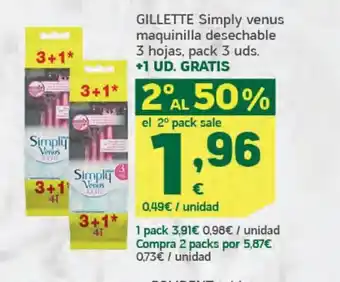 HiperDino GILLETTE simply venus maquinilla desechable 3 hojas, pack 3 uds oferta