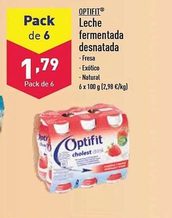 ALDI Optifit leche fermentada desnatada oferta