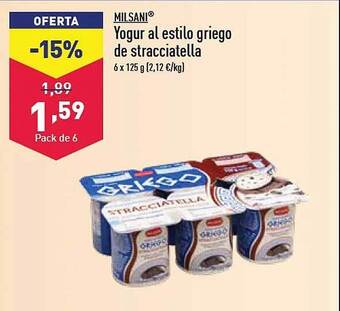 ALDI Milsani yogur al estilo griego de stracciatella oferta