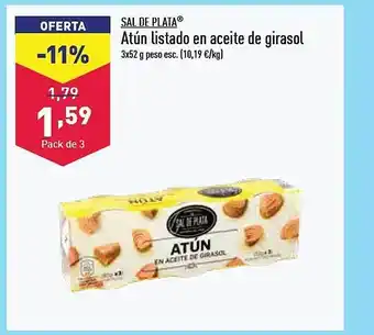 ALDI Sal de plata atún listado aceite de girasol oferta