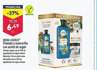 ALDI Herbal essences champú y mascarilla con aceite de argán oferta