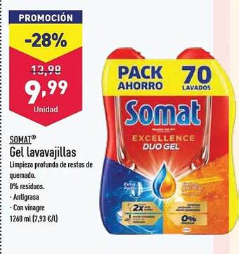 ALDI Somat gel lavavajillas oferta