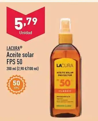 ALDI Lacura aceite solar fps 50 oferta