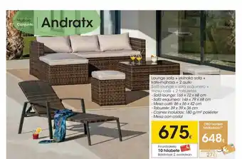 Eroski Sofá lounge + sofá esquinero + mesa café + 2 taburetes oferta