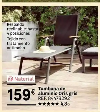 Leroy Merlin Naterial tumbona de aluminio oris gris oferta