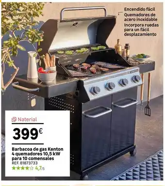 Leroy Merlin Naterial barbacoa de gas kenton 4 quemadores 10,5 kw para 10 comensales oferta