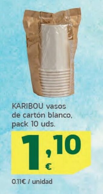 HiperDino KARIBOU vasos de cartón blanco oferta