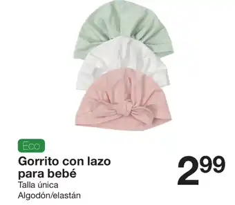 Zeeman Eco Gorrito con lazo para bebé Talla única Algodón/elastán oferta