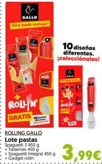 Hiper Usera Rolling Gallo Lote Pastas oferta