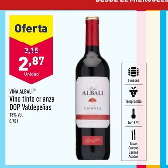 ALDI Vino Tinto Crianza DOP Valdepeñas oferta