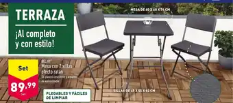 ALDI Mesa Con 2 Sillas Efecto Ratán oferta