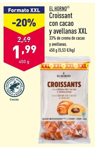 ALDI Croissant Con Cacao Y Avellanas XXL oferta