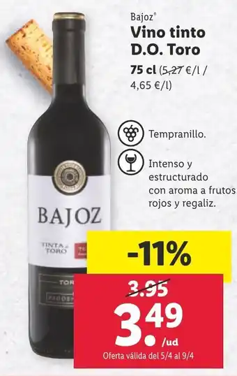 Lidl Vino Tinto D.O. Toro oferta