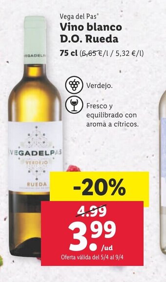 Lidl Vino Blanco D.O. Rueda oferta