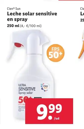 Lidl Leche Solar Sensitive En Spray oferta