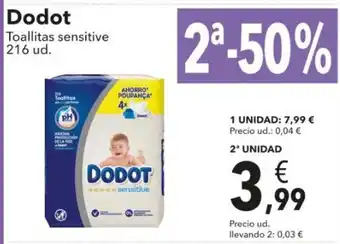 Clarel Dodot Toallitas sensitive 216 ud. oferta
