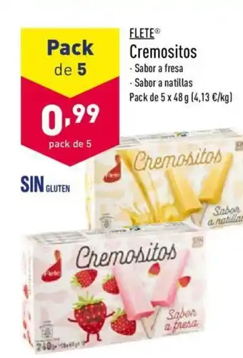 ALDI Flete Cremositos Sabor a fresa Sabor natillas 5 x 48g oferta