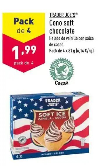 ALDI Trader Joe's Cono Soft chocolate 4 x 81g oferta