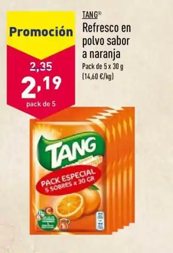 ALDI Tang Refresco en polvo sabor a naranja 5 x 30g oferta