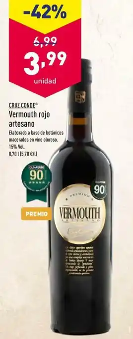 ALDI Cruz Conde Vermouth rojo artesano 0,70L oferta