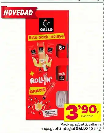Supermercados Dani Pack spaguetti, tallarin + spaguetti integral gallo oferta