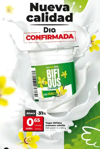 Dia Yogur Bífidus cremoso vainilla DIA pack -4 x 125g oferta