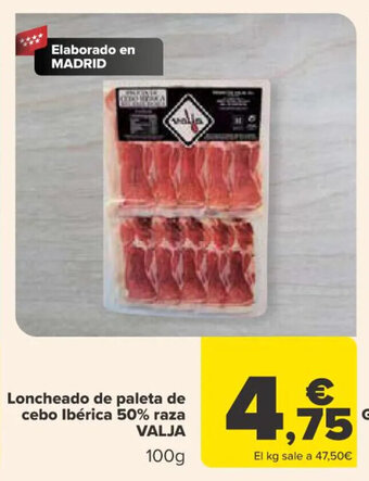 Carrefour Loncheado de Paleta de Cebo Ibérica 50% Raza Valja oferta
