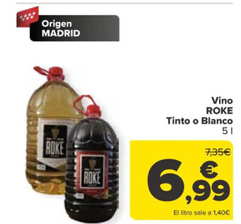 Carrefour Vino Roke Tinto o Blanco oferta