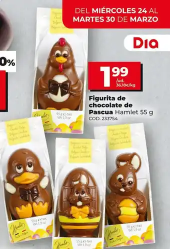 Dia Diq Figurita de chocolate de Pascua Hamlet 55g oferta