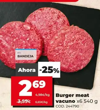Dia Burger meat vacuno x 6 540g oferta