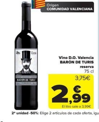 Carrefour Vino D.O Valencia Barón De Turis Reserva oferta