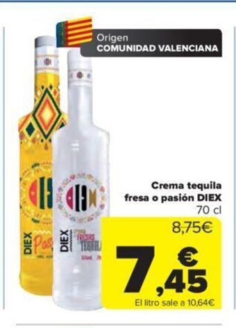 Carrefour Crema Tequila Fresa o Pasión Diex oferta