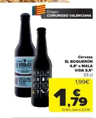 Carrefour Cerveza El Boquerón 4.8° o Mala Vida 5.5° oferta